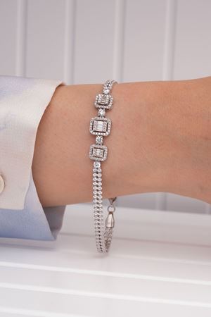 14 Ayar Beyaz Altın Tasarım Baget Bileklik