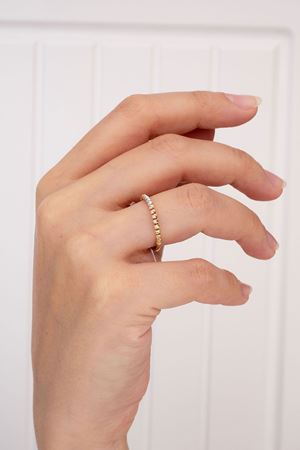 14 Ayar Üç Renkli Altın 1 Sıra Toplu Yüzük