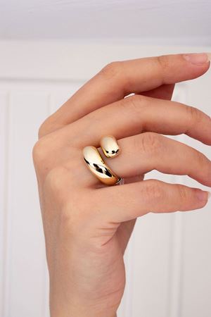 14 Ayar Sarı Altın İkili Tasarım Yüzük