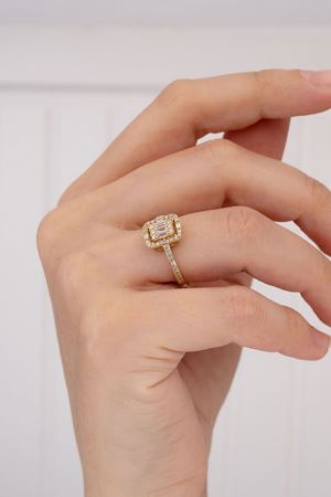 14 Ayar Sarı Altın Baget Yüzük