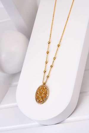 14 Ayar Sarı Altın Oval Yadigar Kolye