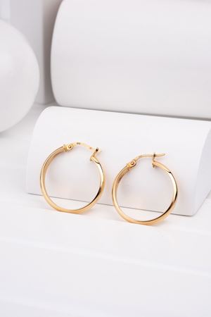 14 Ayar Sarı Altın Halka Bombeli Küpe