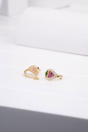 14 Ayar Altın Çilek Çocuk Küpe