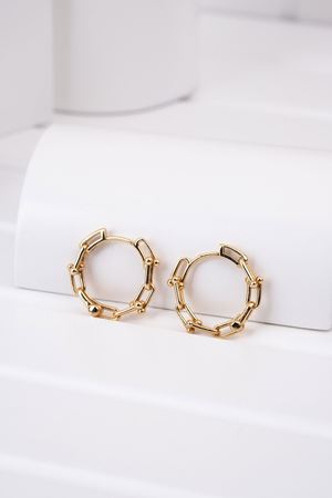 14 Ayar Sarı Altın Tasarım Halka Küpe