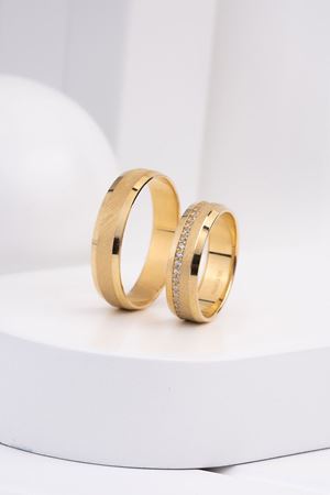 14 Ayar Sarı Altın Tasarım Erkek Alyans