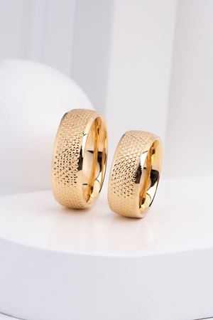 14 Ayar Sarı Altın 8 Mm Kalemli Kadın Alyans