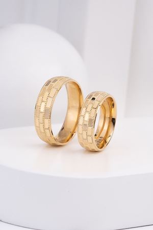 14 Ayar Sarı Altın Tasarım Erkek Alyans