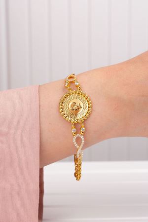 14 Ayar Altın Sonsuz Çeyrek Altın Bileklik