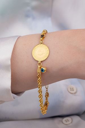 14 Ayar Altın Halat Zincir Çeyrek Bileklik