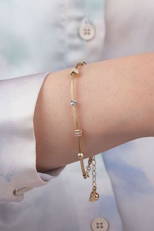 14 Ayar Üç Renkli Altın Tasarım Küp Bileklik