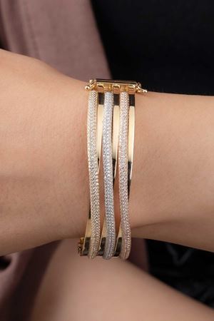 14 Ayar Altın 3 Sıra Taşlı Bilezik