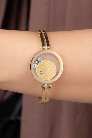 14 Ayar Altın Büyüteç Çeyrek Tasarım Bilezik