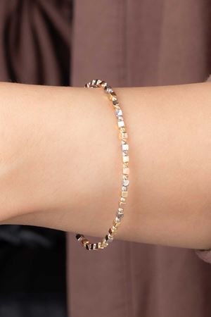 14 Ayar Üç Renkli Altın Toplu Küp Bilezik