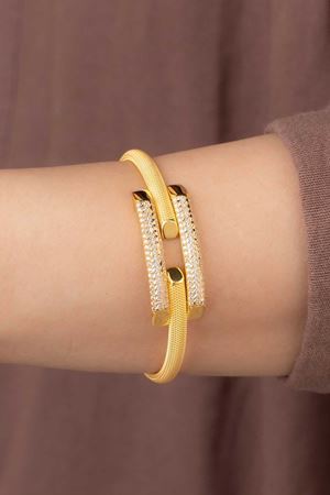 14 Ayar Sarı Altın Kaburga 2 Sıra Bilezik