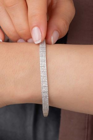 14 Ayar Beyaz Altın Set Su Yolu Bileklik