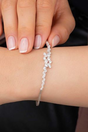 14 Ayar Beyaz Altın Set Tasarım Bileklik