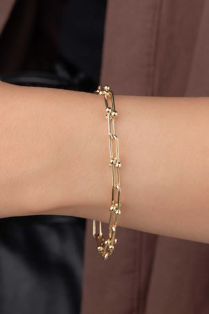 14 Ayar Sarı Altın Tasarım Bileklik