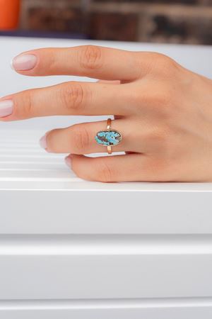 14 Ayar Altın İran Firuzesi Yüzük