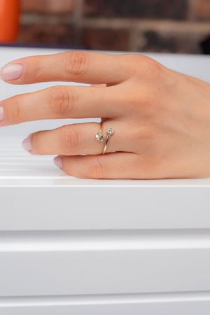 14 Ayar Sarı Altın Eklem Yonca Yüzük