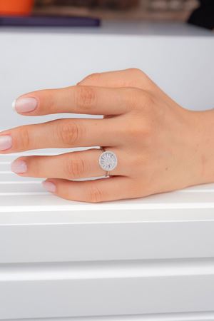 14 Ayar Beyaz Altın Turmalin Baget Yüzük