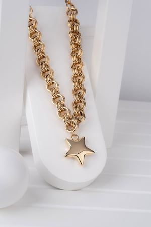 14 Ayar Sarı Altın Tasarım Yıldız Gerdanlık