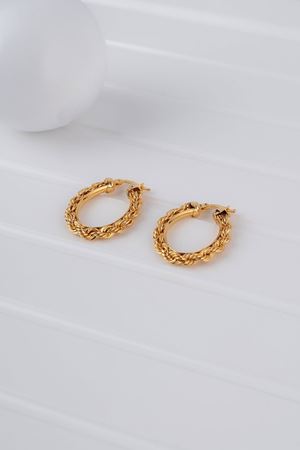 14 Ayar Sarı Altın Halat Zincir Halka Küpe