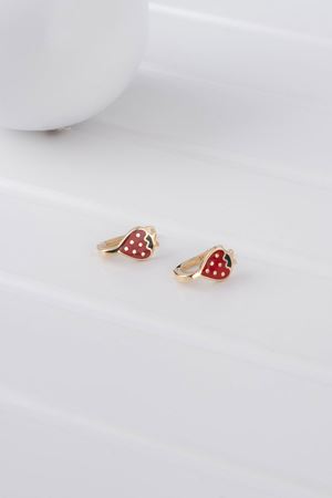 14 Ayar Sarı Altın Çilek Çocuk Küpe