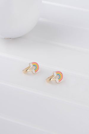 14 Ayar Sarı Altın Gökkuşağı Çocuk Küpe