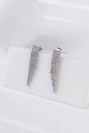 14 Ayar Beyaz Altın Set Su Yolu Küpe