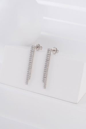 14 Ayar Beyaz Altın Set Su Yolu Küpe