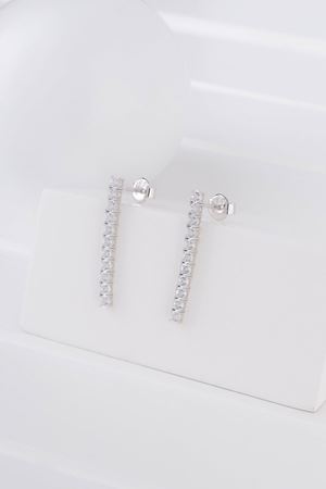 14 Ayar Beyaz Altın Set Su Yolu Küpe