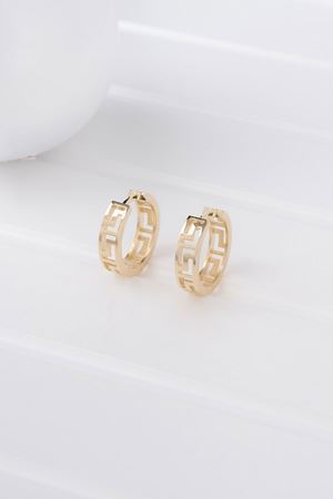 14 Ayar Sarı Altın Grek Desen Halka Küpe