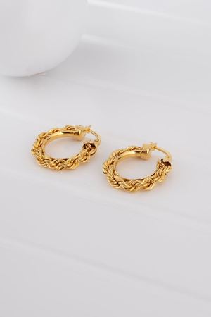 14 Ayar Sarı Altın Halat Zincirli Halka Küpe