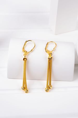 14 Ayar Sarı Altın Set Hasır Küpe