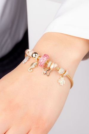 GENOLA 14 Ayar Üç Renk Altın Tasarım Charm Bileklik