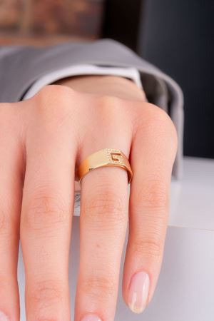 14 Ayar Sarı Altın G Harf Yüzük