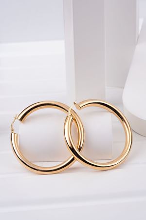 14 Ayar Sarı Altın Bombeli Halka Küpe