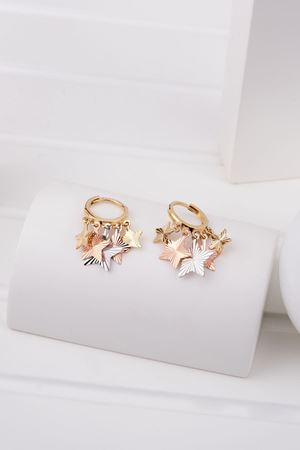 14 Ayar Üç Renkli Altın Yıldız Küpe