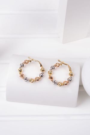 14 Ayar Üç Renkli Toplu Halka Küpe