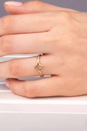 14 Ayar Sarı Altın Yonca Eklem Yüzük