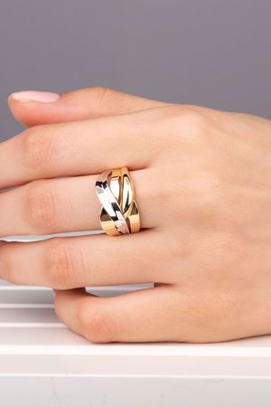 14 Ayar Üç Renkli Altın Tasarım Yüzük