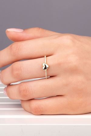 14 Ayar Sarı Altın Kalp Eklem Yüzük