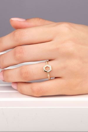 ARPAŞ 14 Ayar Sarı Altın Altıgen Eklem Yüzük