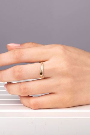 14 Ayar Sarı Altın Tasarım Minimal Yüzük