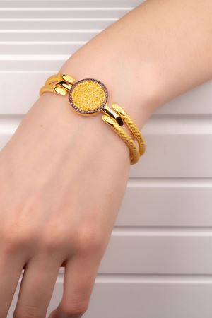 14 Ayar Sarı Altın Yuvarlak Yadigar Bilezik