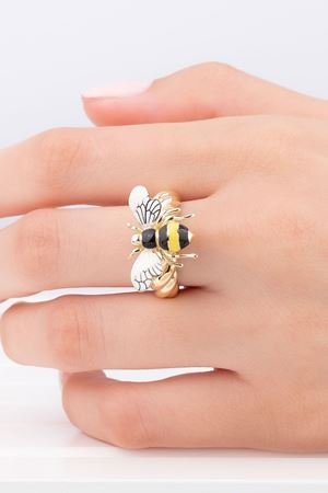 14 Ayar Sarı Altın Tasarım Arı Yüzük