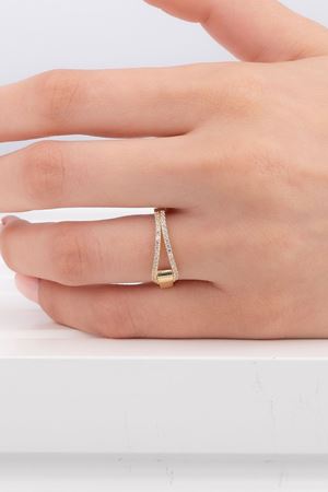 14 Ayar Sarı Altın Tasarım Yüzük