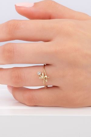 14 Ayar Sarı Altın Gül Yüzük