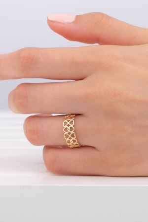 14 Ayar Sarı Altın Çift Kalp Yüzük