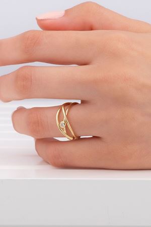 14 Ayar Sarı Altın Minimal Tasarım Yüzük